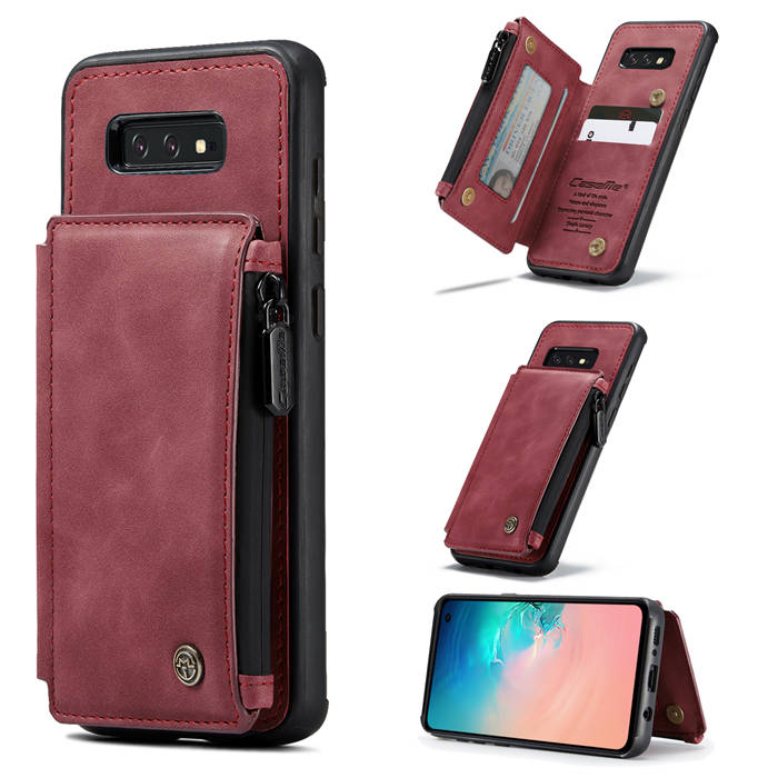 CaseMe Samsung Galaxy S10e Zipper Pocket Card Slots Cover Red