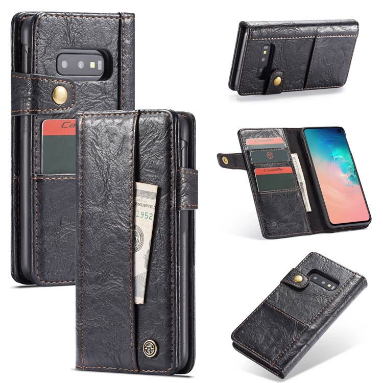 CaseMe Samsung Galaxy S10e Retro Slot Cards Wallet Case Black