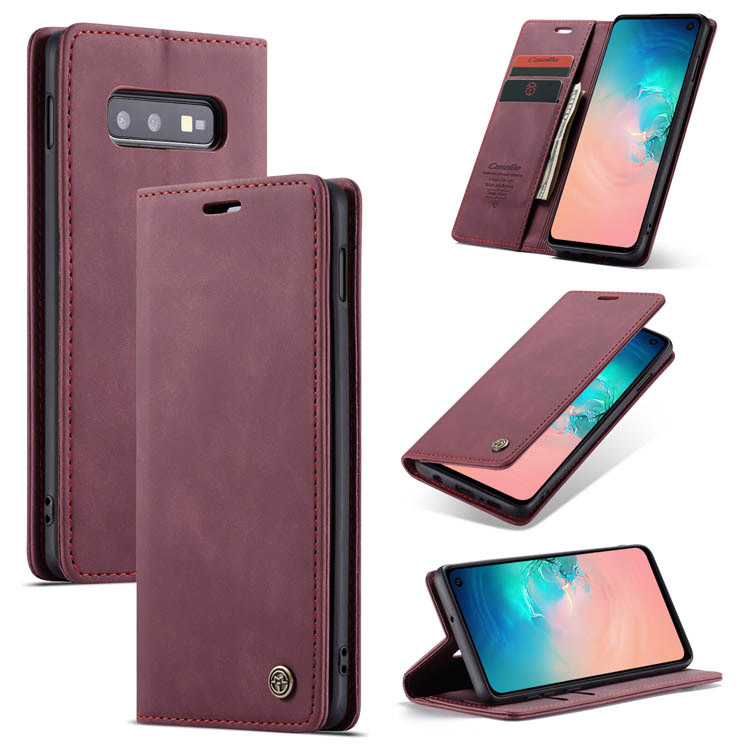 CaseMe Samsung Galaxy S10e Retro Wallet Kickstand Magnetic Flip Leather Case Red