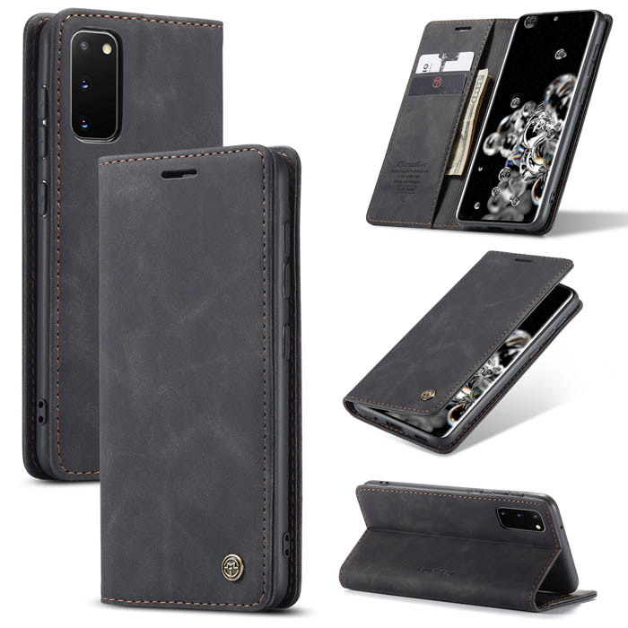 CaseMe Samsung Galaxy S20 Wallet Kickstand Magnetic Flip Case Black - Click Image to Close