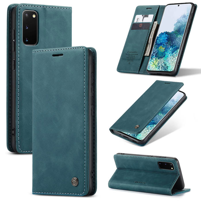 CaseMe Samsung Galaxy S20 Wallet Kickstand Magnetic Flip Case Blue