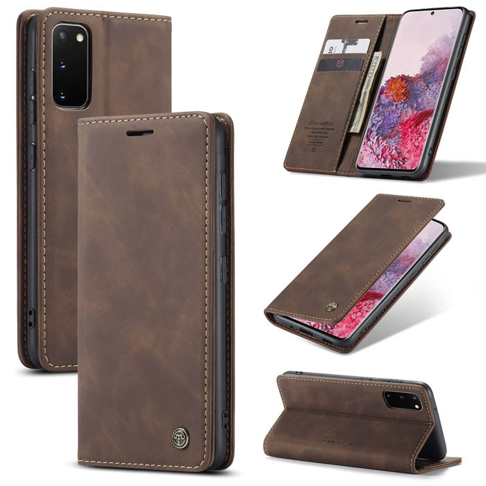 CaseMe Samsung Galaxy S20 Wallet Kickstand Magnetic Flip Case Coffee - Click Image to Close