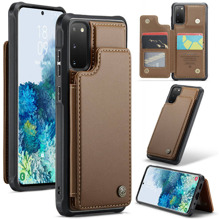 CaseMe Samsung Galaxy S20 RFID Blocking Card Holder Case Brown - Click Image to Close