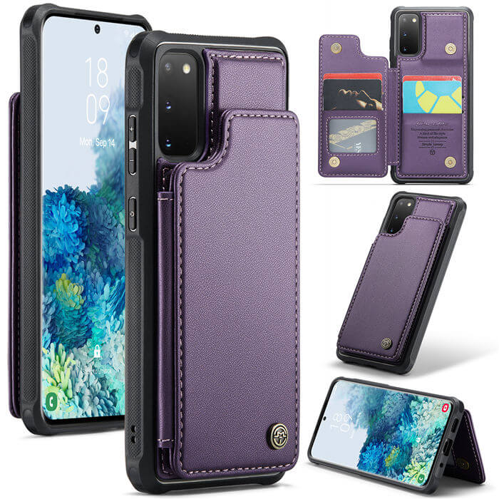 CaseMe Samsung Galaxy S20 RFID Blocking Card Holder Case Purple - Click Image to Close