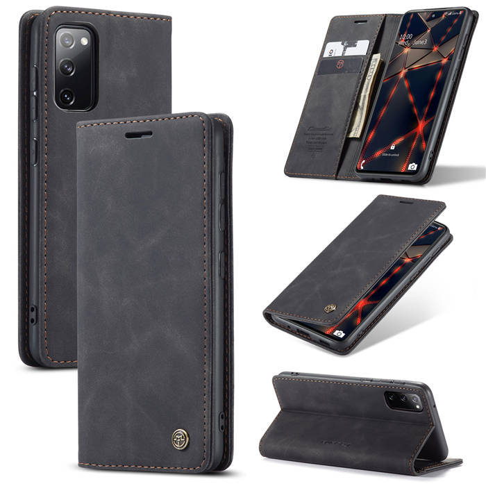 CaseMe Samsung Galaxy S20 FE Wallet Magnetic Flip Case Black - Click Image to Close