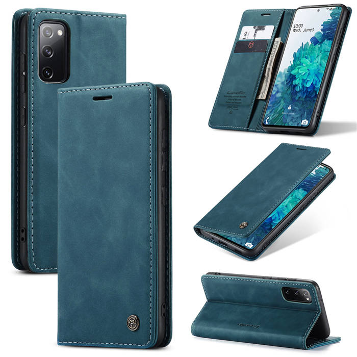CaseMe Samsung Galaxy S20 FE Wallet Magnetic Flip Case Blue - Click Image to Close