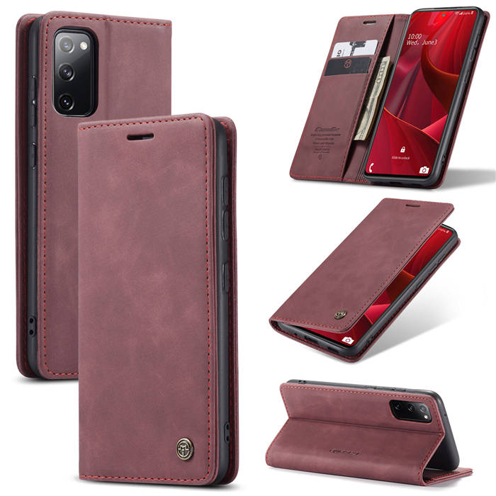 CaseMe Samsung Galaxy S20 FE Wallet Magnetic Flip Case Red - Click Image to Close