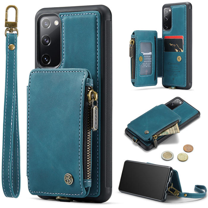 CaseMe Samsung Galaxy S20 FE Wallet RFID Blocking Case Blue