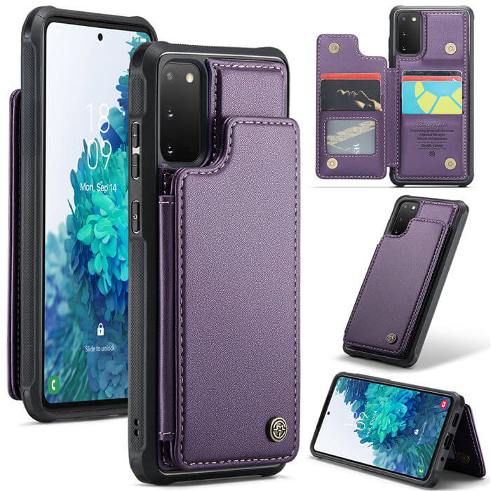 CaseMe Samsung Galaxy S20 FE RFID Blocking Card Holder Case Purple - Click Image to Close