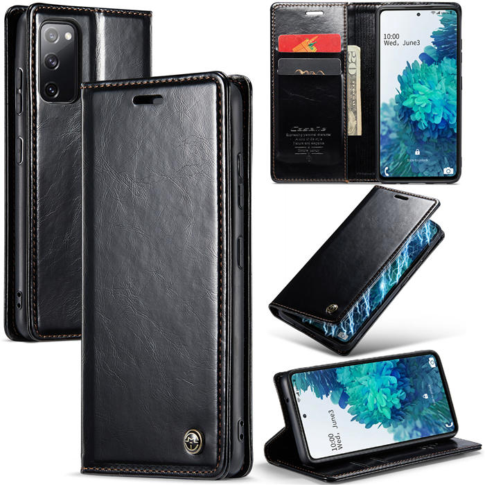 CaseMe Samsung Galaxy S20 Wallet Magnetic Case Black - Click Image to Close