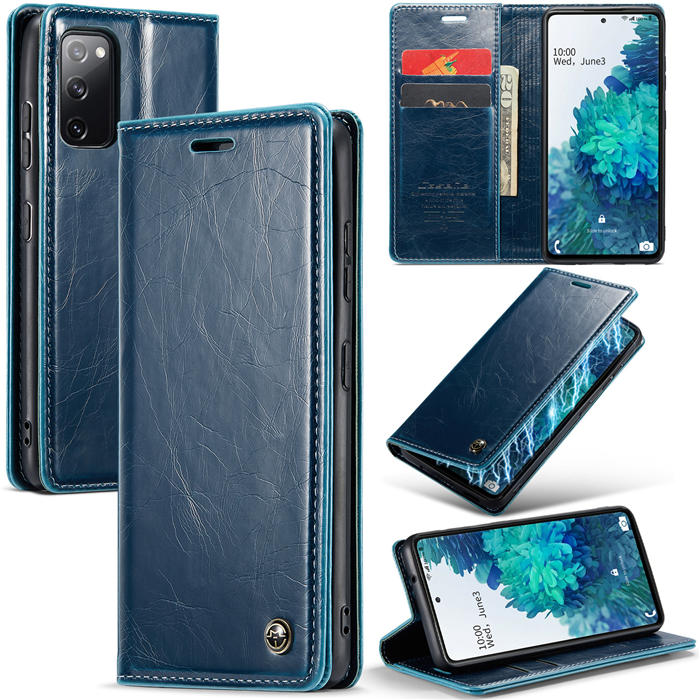 CaseMe Samsung Galaxy S20 Wallet Magnetic Case Blue - Click Image to Close
