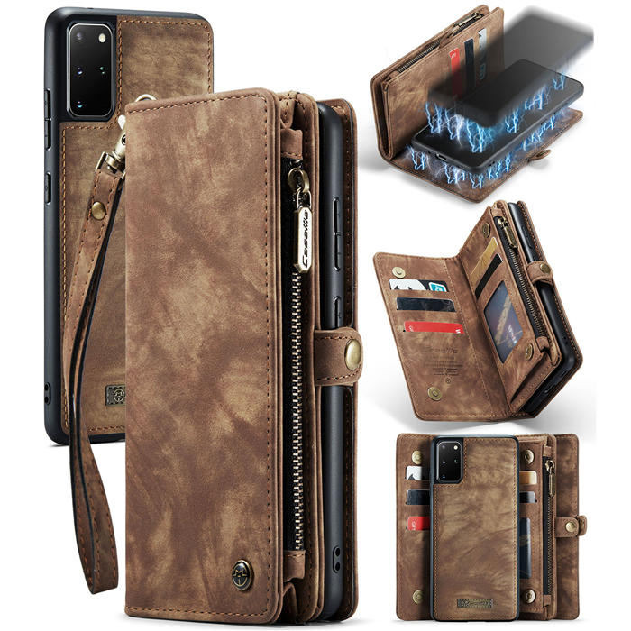 CaseMe Samsung Galaxy S20 Plus Wallet Case with Wrist Strap Coffee - Click Image to Close