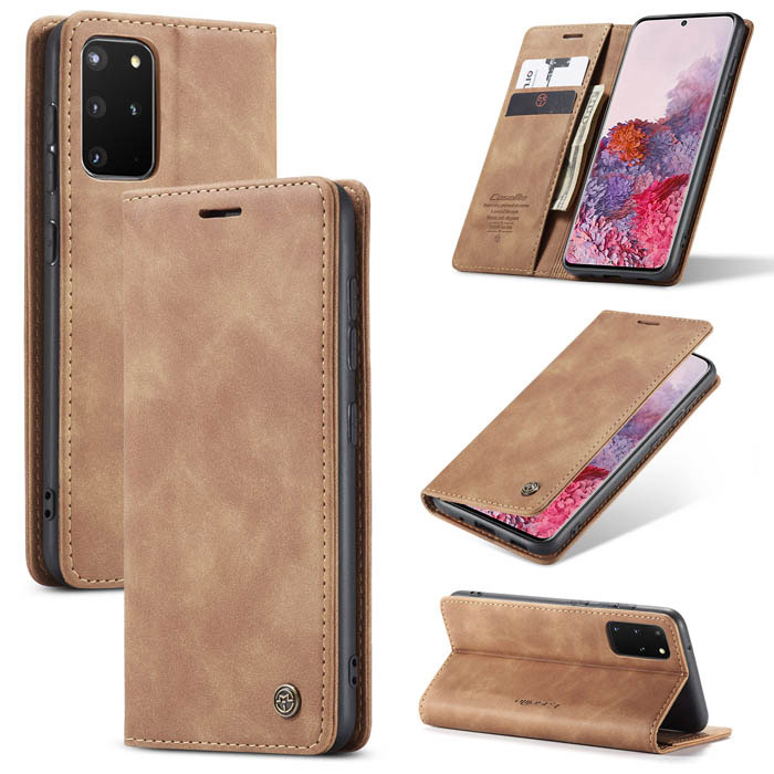 CaseMe Samsung Galaxy S20 Plus Wallet Magnetic Flip Case Brown