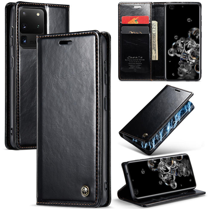 CaseMe Samsung Galaxy S20 Ultra Wallet Magnetic Case Black - Click Image to Close