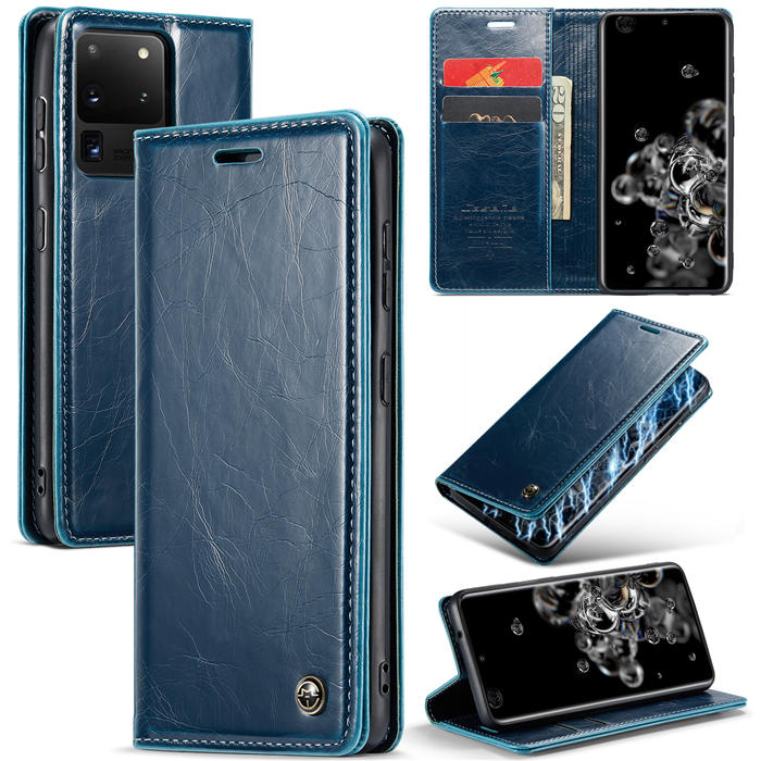 CaseMe Samsung Galaxy S20 Ultra Wallet Magnetic Case Blue