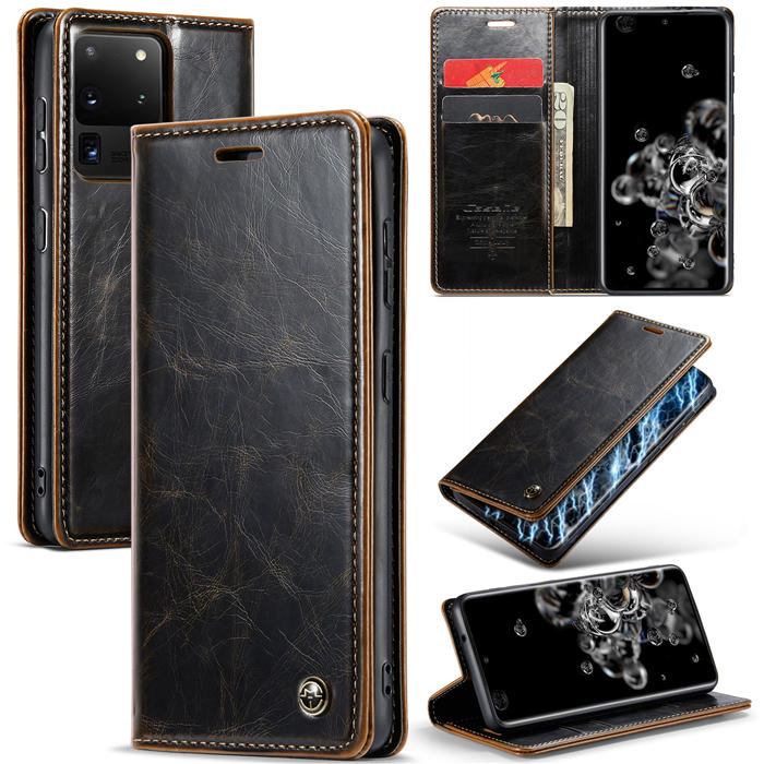 CaseMe Samsung Galaxy S20 Ultra Wallet Magnetic Case Coffee - Click Image to Close