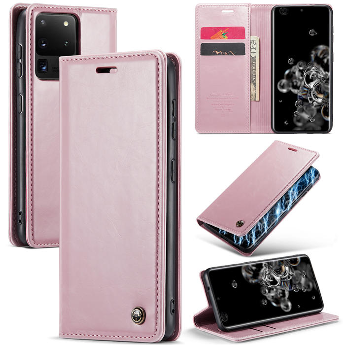 CaseMe Samsung Galaxy S20 Ultra Wallet Magnetic Case Pink - Click Image to Close