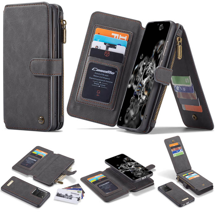 CaseMe Samsung Galaxy S20 Ultra Zipper Wallet Case Black