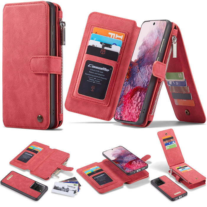 CaseMe Samsung Galaxy S20 Ultra Wallet Magnetic Case Red