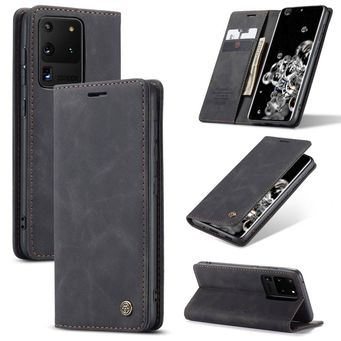 CaseMe Samsung Galaxy S20 Ultra Wallet Kickstand Flip Case Black - Click Image to Close