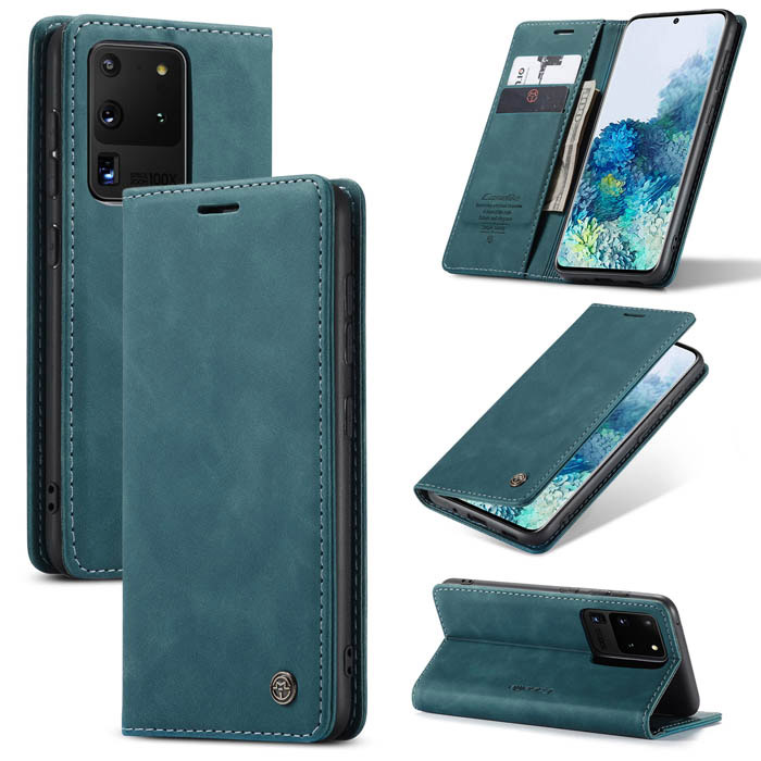 CaseMe Samsung Galaxy S20 Ultra Wallet Magnetic Flip Case Blue - Click Image to Close