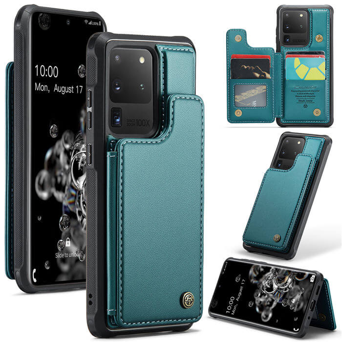 CaseMe Samsung Galaxy S20 Ultra RFID Blocking Card Holder Case Green