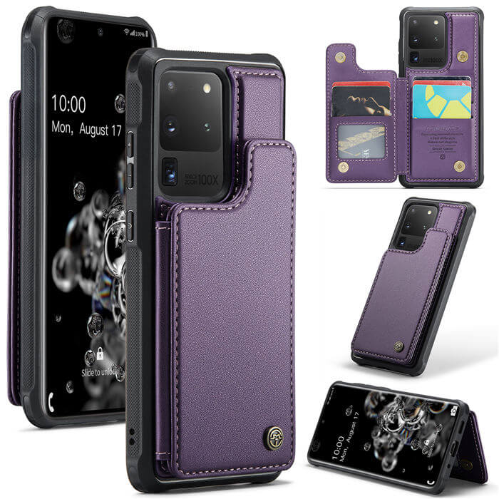CaseMe Samsung Galaxy S20 Ultra RFID Blocking Card Holder Case Purple