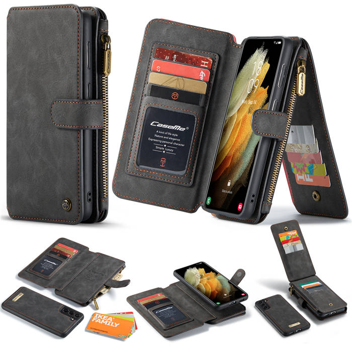 CaseMe Samsung Galaxy S21 Wallet Magnetic Case Black