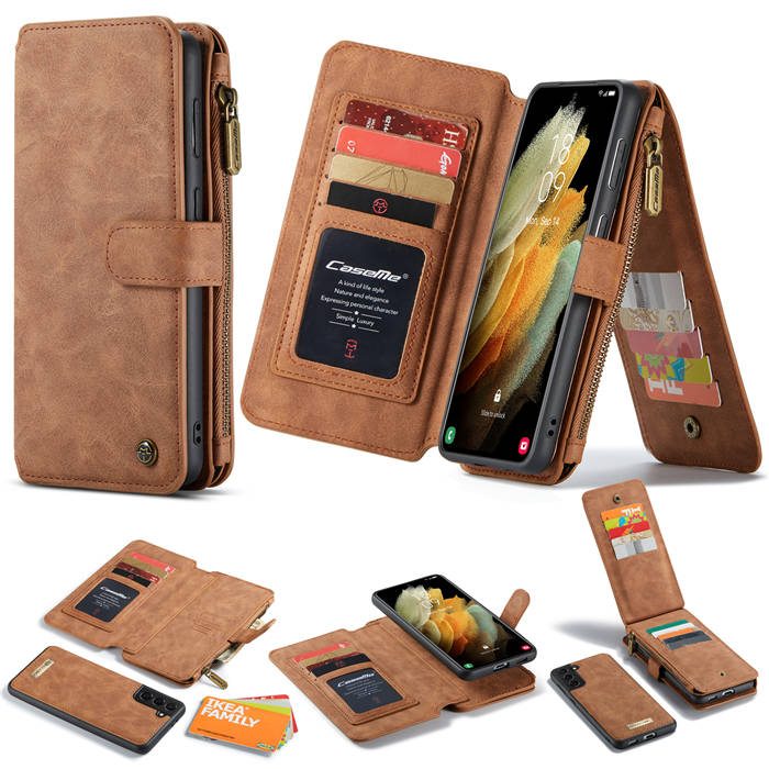 CaseMe Samsung Galaxy S21 Plus Wallet Magnetic Case Brown