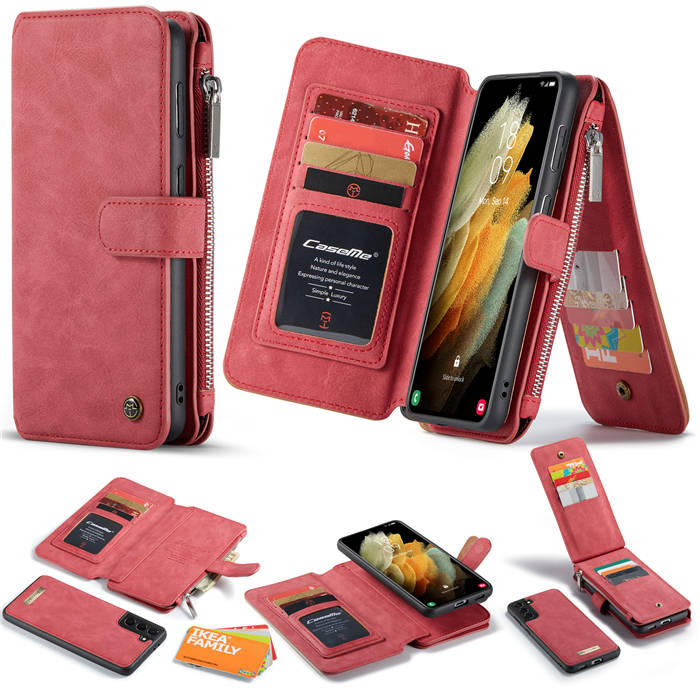 CaseMe Samsung Galaxy S21 Plus Wallet Magnetic Case Red