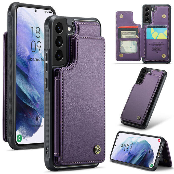 CaseMe Samsung Galaxy S21 RFID Blocking Card Holder Case Purple - Click Image to Close