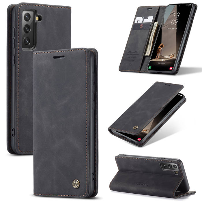 CaseMe Samsung Galaxy S21 FE Wallet Kickstand Case Black - Click Image to Close