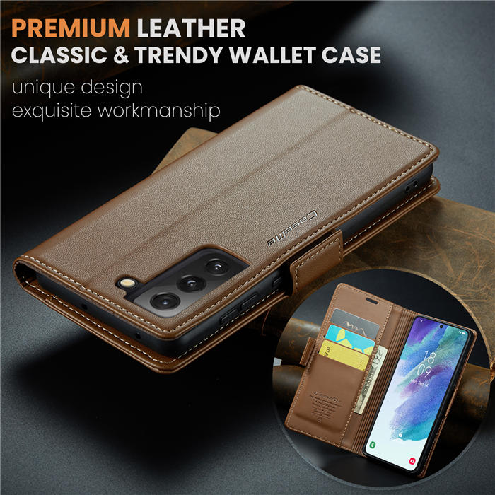 CaseMe Samsung Galaxy S21 FE Wallet RFID Blocking Magnetic Buckle Case