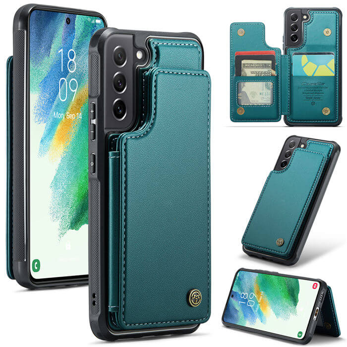 CaseMe Samsung Galaxy S21 FE RFID Blocking Card Holder Case Green