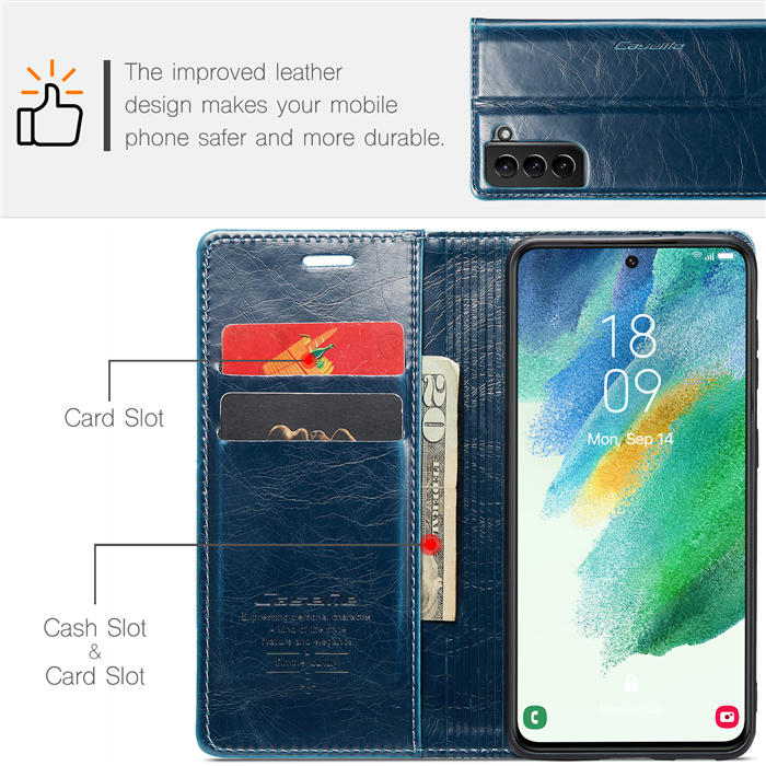 CaseMe Samsung Galaxy S21 FE Wallet Kickstand Magnetic Flip Case