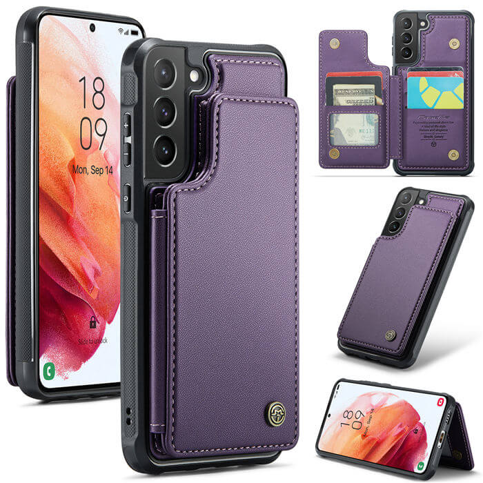 CaseMe Samsung Galaxy S21 Plus RFID Blocking Card Holder Case Purple - Click Image to Close
