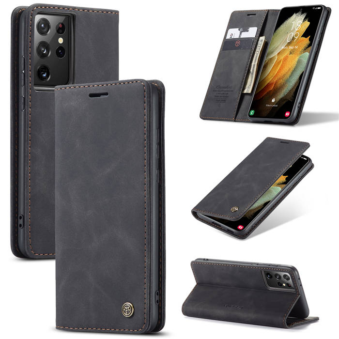 CaseMe Samsung Galaxy S21 Ultra Wallet Magnetic Flip Case Black