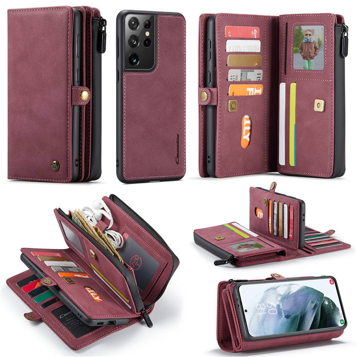 CaseMe Samsung Galaxy S21 Ultra Multi-Functional Wallet Case Red