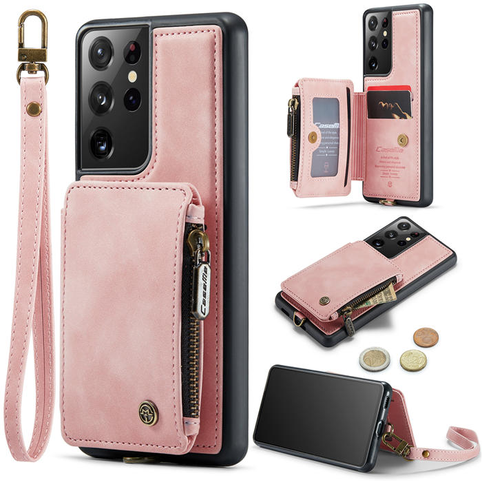 CaseMe Samsung Galaxy S21 Ultra Wallet RFID Blocking Case Pink