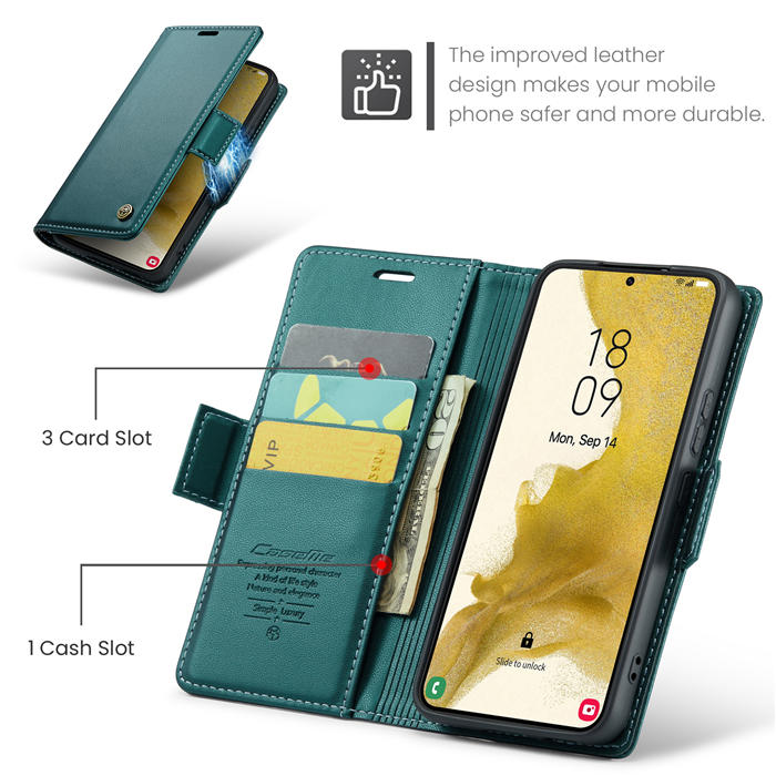 CaseMe Samsung Galaxy S22 Wallet RFID Blocking Magnetic Buckle Case