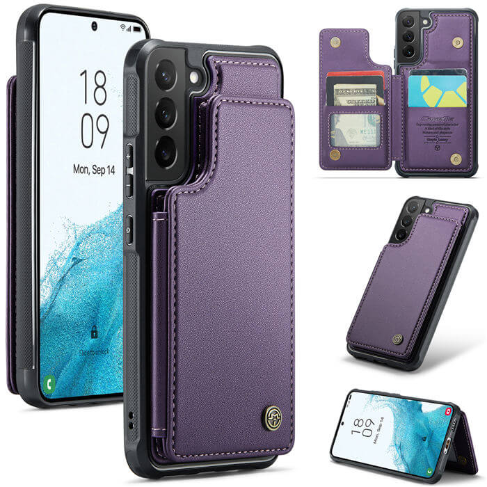 CaseMe Samsung Galaxy S22 RFID Blocking Card Holder Case Purple - Click Image to Close