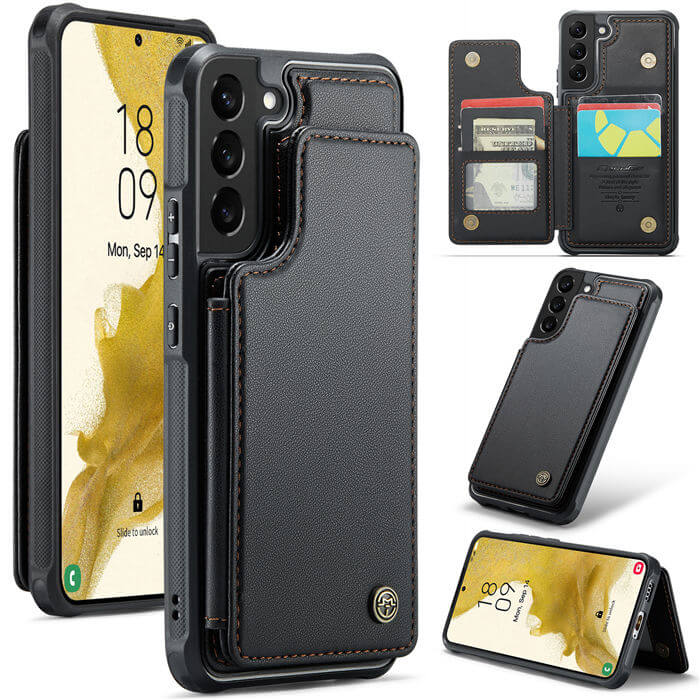 CaseMe Samsung Galaxy S22 Plus RFID Blocking Card Holder Case Black - Click Image to Close