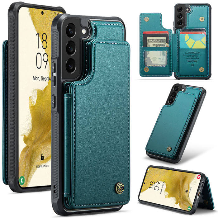 CaseMe Samsung Galaxy S22 Plus RFID Blocking Card Holder Case Green - Click Image to Close