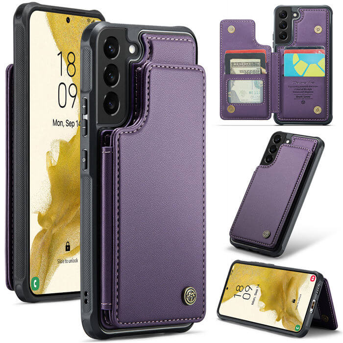 CaseMe Samsung Galaxy S22 Plus RFID Blocking Card Holder Case Purple - Click Image to Close