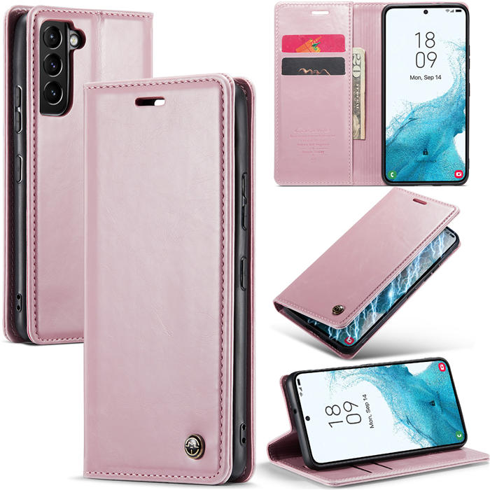 CaseMe Samsung Galaxy S22 Plus Wallet Kickstand Magnetic Case Pink - Click Image to Close