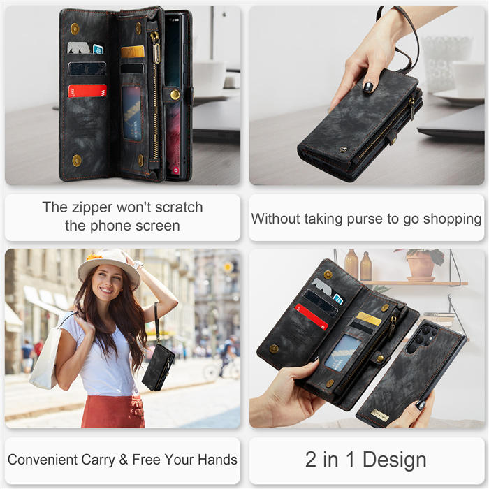 CaseMe Zipper Wallet Magnetic Case with Wrist Strap