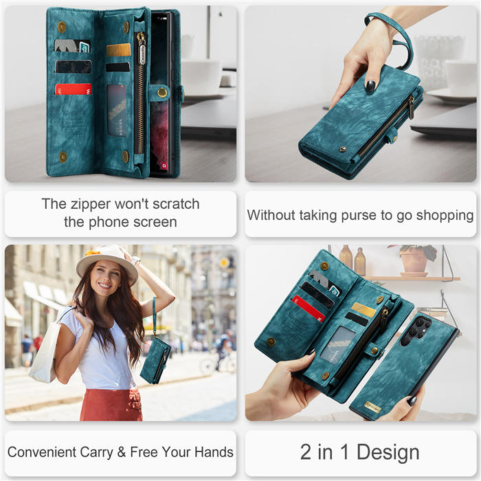CaseMe Samsung Galaxy S22 Ultra Wallet Case with Wrist Strap