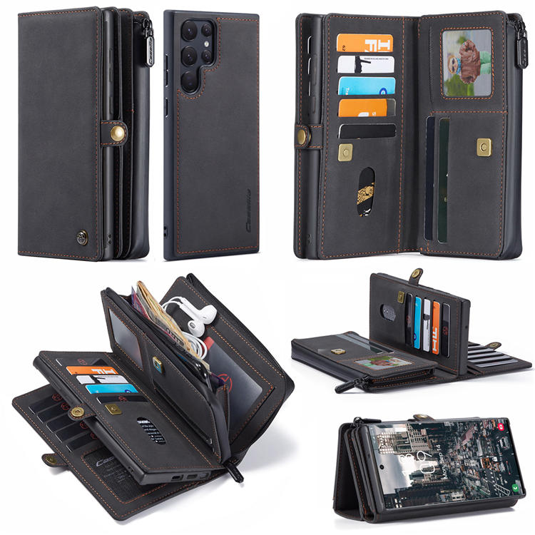 CaseMe Samsung Galaxy S22 Ultra Multi-Functional Wallet Case Black