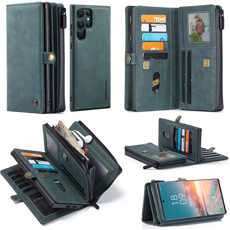 CaseMe Samsung Galaxy S22 Ultra Multi-Functional Wallet Case Blue