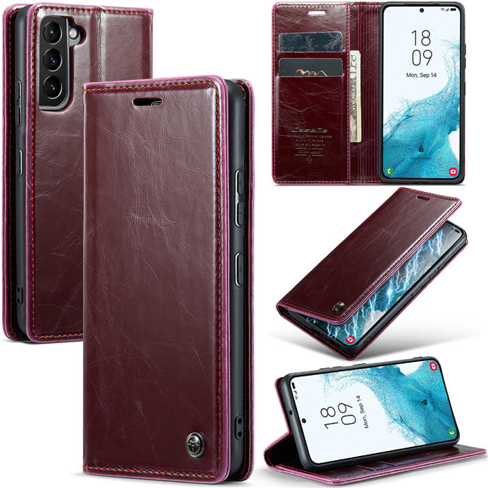 CaseMe Samsung Galaxy S22 Wallet Kickstand Magnetic Case Red